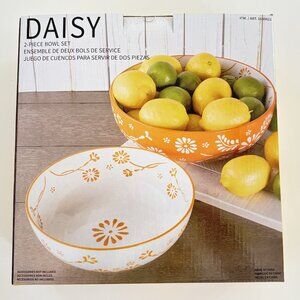 Baum Daisy 2 Piece Bowl Set Stoneware - New